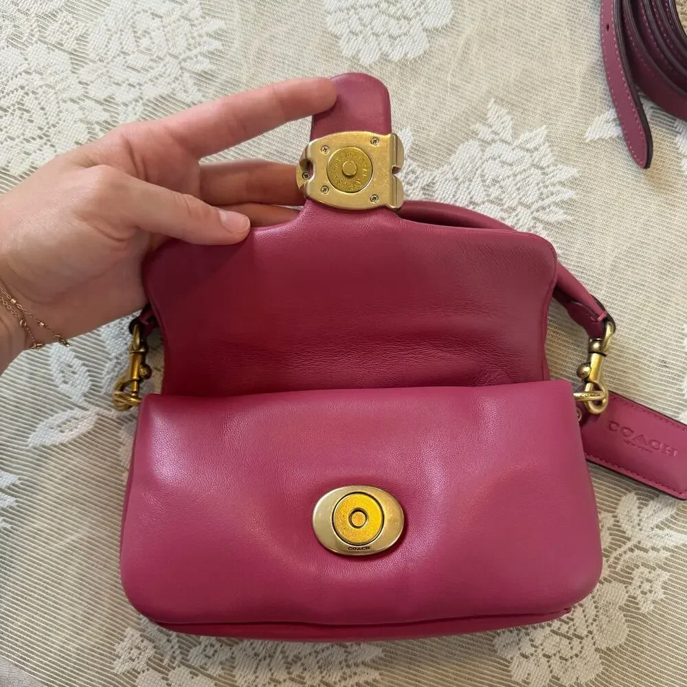 Coach Pillow Tabby 18 Rogue Pink Leather Shoulder Crossbody Bag